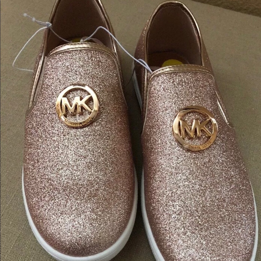 Michael Kors pink glitter slip on